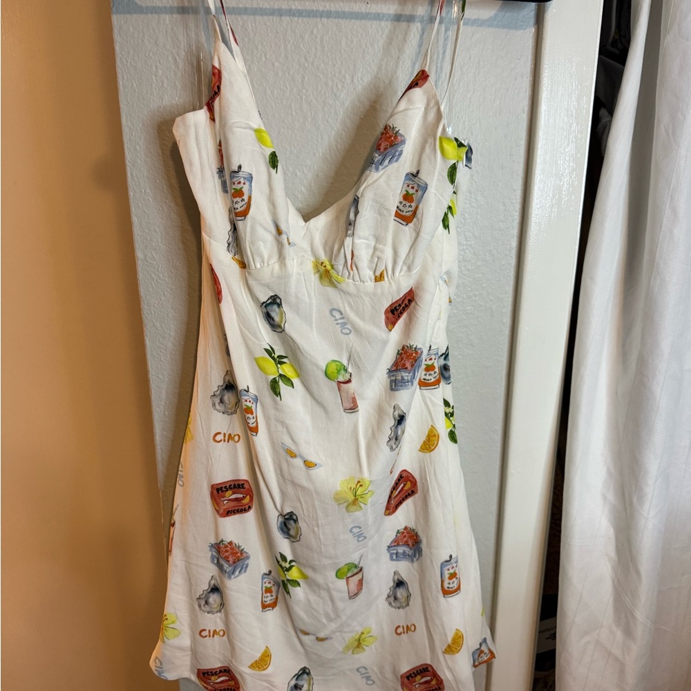 White Dress with Colorful Print